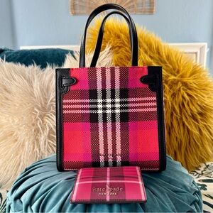 Kate Spade Small Plaid Purse and Card Case Bundle